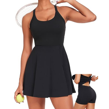Womens Tennis Dress with Built in Shorts and Bra Workout Dress Golf Athletic Dress for Women