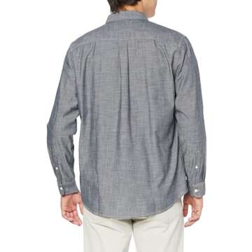 Amazon Essentials Men's Regular-Fit Long-Sleeve Chambray Shirt, Grey, XX-Large