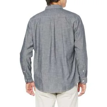 Amazon Essentials Men's Regular-Fit Long-Sleeve Chambray Shirt, Grey, XX-Large