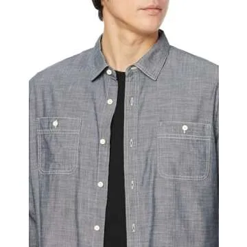 Amazon Essentials Men's Regular-Fit Long-Sleeve Chambray Shirt, Grey, XX-Large