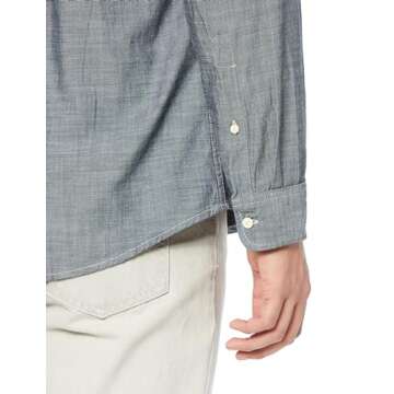 Amazon Essentials Men's Regular-Fit Long-Sleeve Chambray Shirt, Grey, XX-Large
