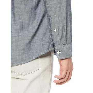 Amazon Essentials Men's Regular-Fit Long-Sleeve Chambray Shirt, Grey, XX-Large