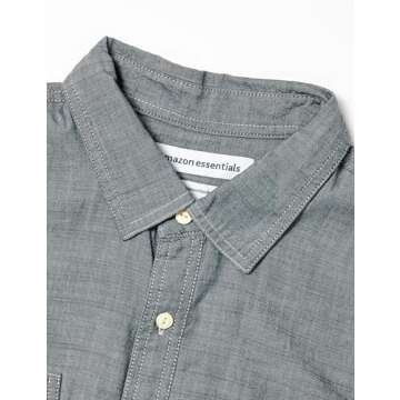 Amazon Essentials Men's Regular-Fit Long-Sleeve Chambray Shirt, Grey, XX-Large