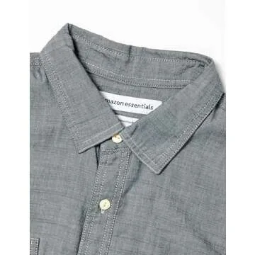 Amazon Essentials Men's Regular-Fit Long-Sleeve Chambray Shirt, Grey, XX-Large