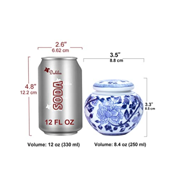 Dahlia Blue & White Porcelain Tea Canister for Storage