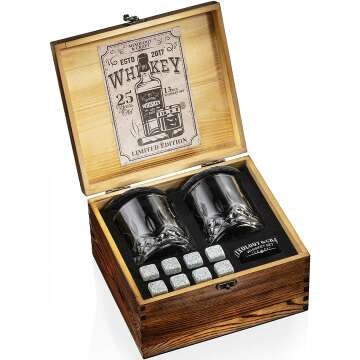 Whiskey Stones & Glasses Gift Set for Men | Rustic Mixology