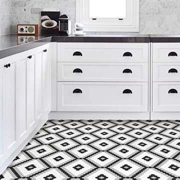 Stylish FloorPops FP2950 Leyton Peel & Stick Floor Tiles in Black for Easy Home Upgrades