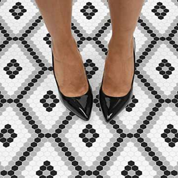 FloorPops Leyton Black Easy Peel & Stick Floor Tiles