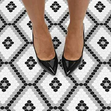 FloorPops Leyton Black Easy Peel & Stick Floor Tiles