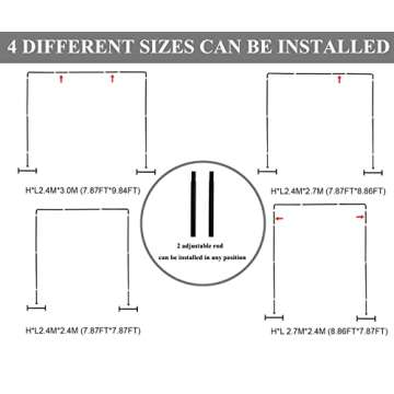 LANGXUN Heavy Duty White Metal Square Backdrop Stand Arch for Wedding Birthday Decoration, Graduation Decorations, Ceremony Reception, Event Party Supplies, Baby Shower Photo Booth Background Supplies