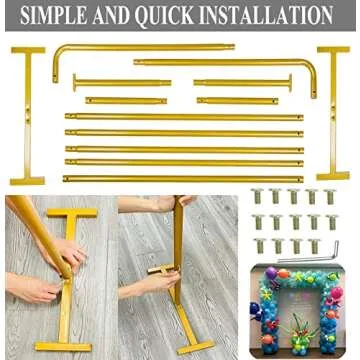 LANGXUN Heavy Duty White Metal Square Backdrop Stand Arch for Wedding Birthday Decoration, Graduation Decorations, Ceremony Reception, Event Party Supplies, Baby Shower Photo Booth Background Supplies