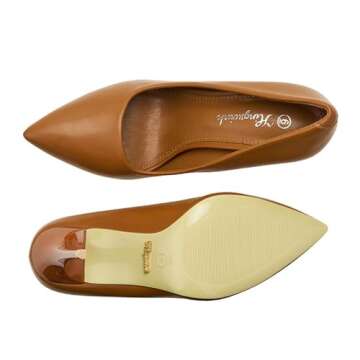 hingswink Womens Brown High Heels 4 Inch Closed Pointed Toe Pumps Stiletto Heels for Women Dress Sexy Wedding Pumps, PU Brown08
