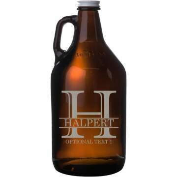 Personalized Amber Glass Beer Growler for Men