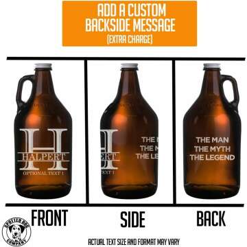 Personalized Amber Glass Beer Growler for Men