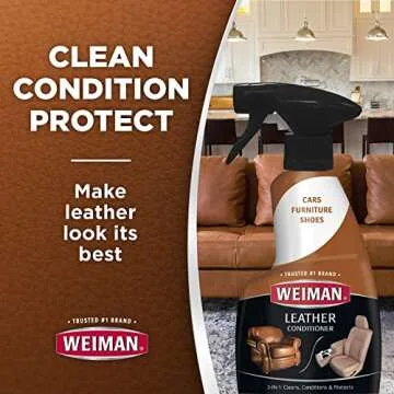 Weiman Leather Cleaner and Conditioner for Furniture - Cleans Conditions and Restores Leather Surfaces - UV Protectants Help Prevent Cracking or Fading of Leather Car Seats, Shoes, Purses