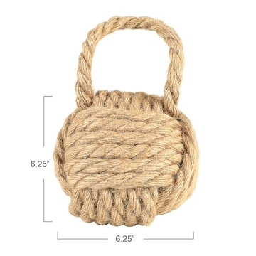 Creative Co-Op Nautical Rope Knot Decorative Cotton Door Stop, Natural