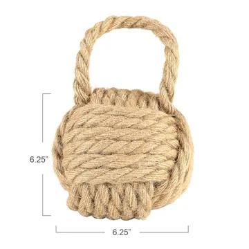 Creative Co-Op Nautical Rope Knot Decorative Cotton Door Stop, Natural