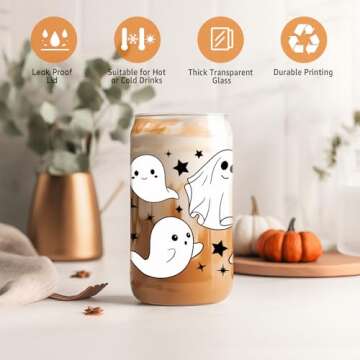 Coolife Ghost Halloween Cup - 16 oz Tumbler Glass