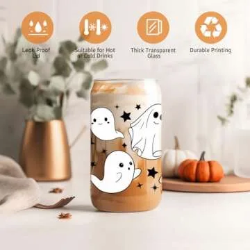 Coolife Ghost Halloween Cup - 16 oz Tumbler Glass