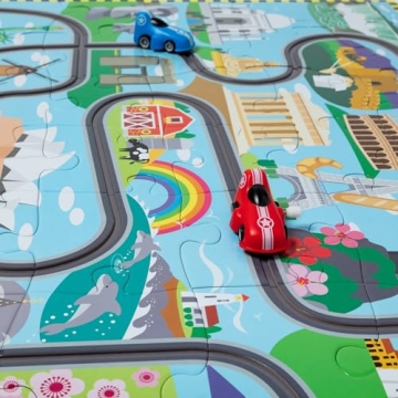 Melissa & Doug Race Around the World Puzzle with Cars