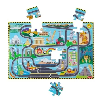Melissa & Doug Race Around the World Puzzle with Cars