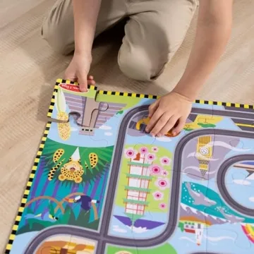 Melissa & Doug Race Around the World Puzzle with Cars