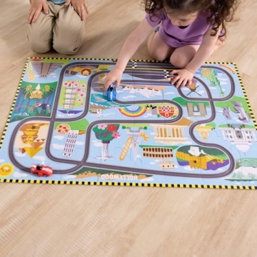 Melissa & Doug Race Around the World Puzzle with Cars