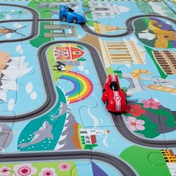 Melissa & Doug Race Around the World Puzzle with Cars