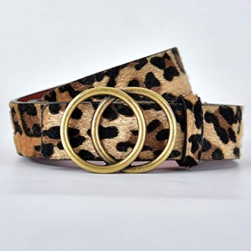 Talleffort Leopard Print PU leather Belt Women's Waist Belt Artificial Horse hair Belts for Women