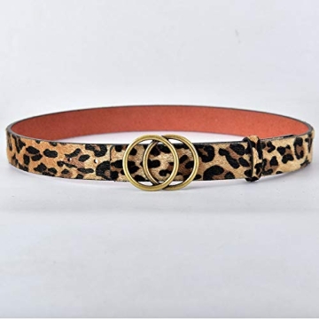 Talleffort Leopard Print PU leather Belt Women's Waist Belt Artificial Horse hair Belts for Women