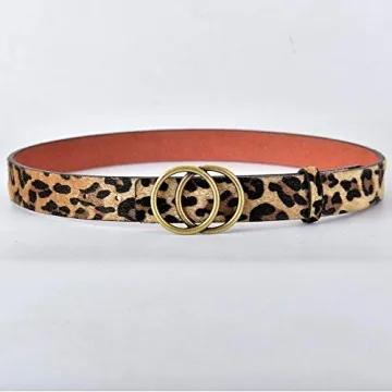Talleffort Leopard Print PU leather Belt Women's Waist Belt Artificial Horse hair Belts for Women