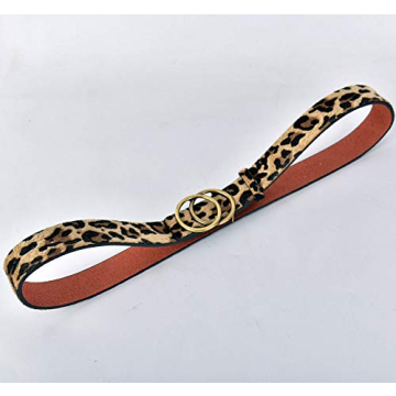 Talleffort Leopard Print PU leather Belt Women's Waist Belt Artificial Horse hair Belts for Women
