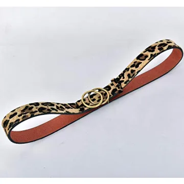 Talleffort Leopard Print PU leather Belt Women's Waist Belt Artificial Horse hair Belts for Women