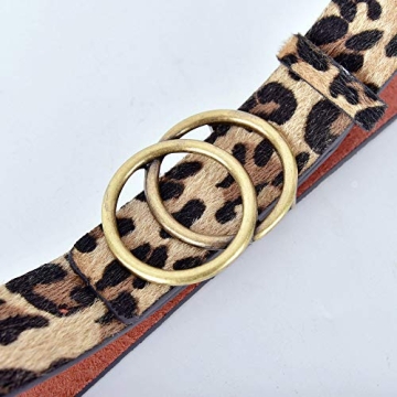 Talleffort Leopard Print PU leather Belt Women's Waist Belt Artificial Horse hair Belts for Women