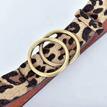 Talleffort Leopard Print PU leather Belt Women's Waist Belt Artificial Horse hair Belts for Women