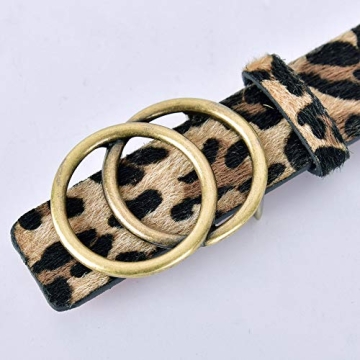 Talleffort Leopard Print PU leather Belt Women's Waist Belt Artificial Horse hair Belts for Women