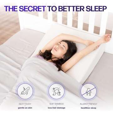 7.5" Wedge Pillow for Acid Reflux - Dr. Recommended Height, Luxurious 2" Memory Foam Pillow Wedge fo...