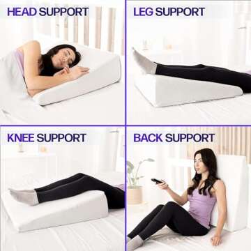 7.5" Wedge Pillow for Acid Reflux - Dr. Recommended Height, Luxurious 2" Memory Foam Pillow Wedge for Sleeping, GERD, Post Surgery, Heartburn, and Snoring - Viscose of Bamboo Cover (25" Wx26 Lx7.5 H)