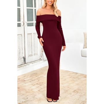 PRETTYGARDEN Women's Winter Off-Shoulder Sweater Dress