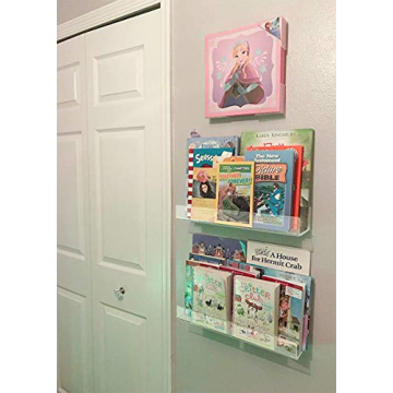 FEMELI 1 Pack 36 Inch Clear Acrylic Floating Bookshelf for Kids, Wall Display Shelf with Lips for Nursery Room Bathroom Dorm