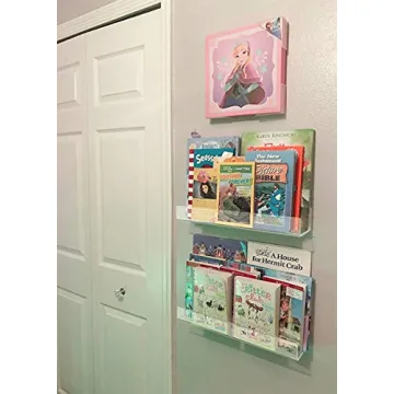 FEMELI 1 Pack 36 Inch Clear Acrylic Floating Bookshelf for Kids, Wall Display Shelf with Lips for Nursery Room Bathroom Dorm