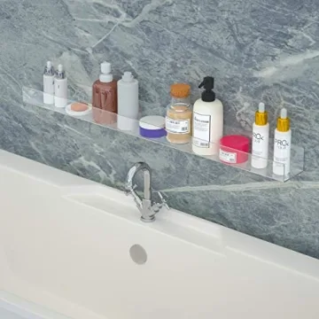 FEMELI 1 Pack 36 Inch Clear Acrylic Floating Bookshelf for Kids, Wall Display Shelf with Lips for Nursery Room Bathroom Dorm