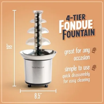 Nostalgia Electric Chocolate Fondue Fountain for Parties