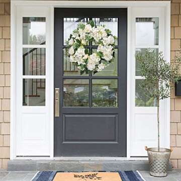 I-GURU 22-24 Inch Spring Hydrangeas Wreath for Front Door