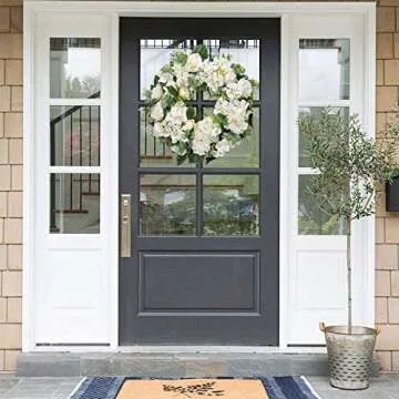 I-GURU 22-24 Inch Spring Hydrangeas Wreath for Front Door