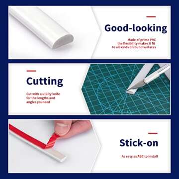 Art3dwallpanels 10 Ft Peel Stick Trim for Backsplash