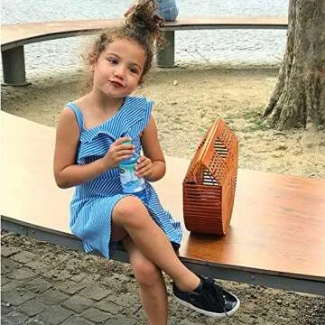 Women's Top Handle Bamboo Handbag Summer Beach Tote Bag (Small)