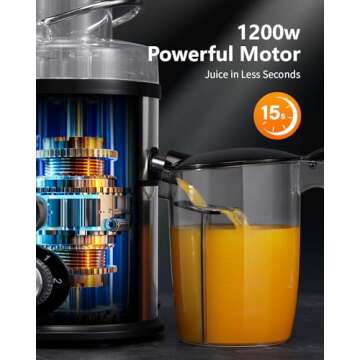 GDOR 1200W Juicer with 3-Speed Setting, Extra Large 3.4” Feed Chute Juicer Machines for Whole Fruits and Veggies, Centrifugal Juicer with 34 Oz Juice Pitcher, BPA-Free, Easy to Clean, Silver