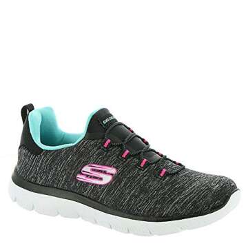 Skechers womens Summits-quick Getaway Sneaker, Black/Light Blue, 9 US