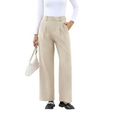NIMIN Womens Business Casual Pants High Waisted Straight Leg Pants Office Work Professional Pants Trousers with Pockets Apricot X-Large
